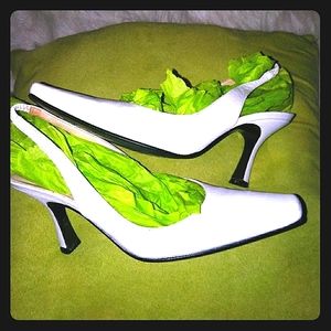White leather heels